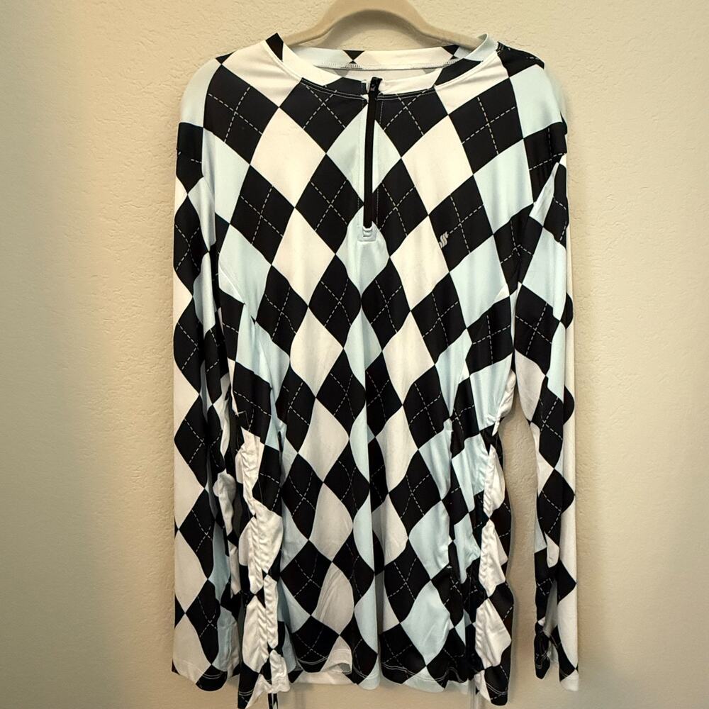 Women's Soothfeel UPF 50+ Argyle Blue Black Dress/Top Rashguard Swim Coverup